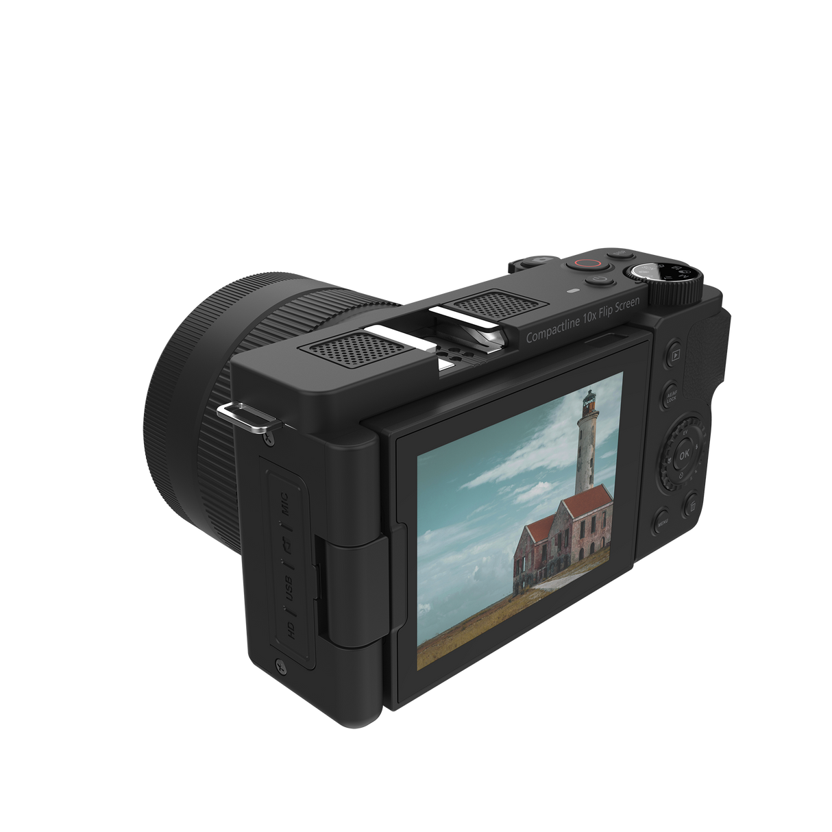 Compactline 10x Flip Screen | 64 MP Digitalkamera mit 4K